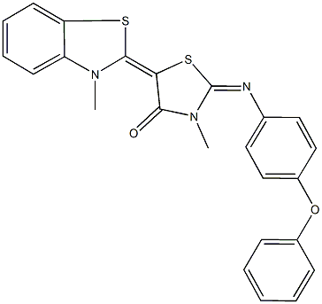 3-methyl-5-(3-methyl-1,3-benzothiazol-2(3H)-ylidene)-2-[(4-phenoxyphenyl)imino]-1,3-thiazolidin-4-one,331848-49-8,结构式