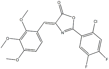 2-(2-chloro-4,5-difluorophenyl)-4-(2,3,4-trimethoxybenzylidene)-1,3-oxazol-5(4H)-one Struktur