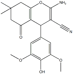 2-amino-4-(4-hydroxy-3,5-dimethoxyphenyl)-7,7-dimethyl-5-oxo-5,6,7,8-tetrahydro-4H-chromene-3-carbonitrile 结构式