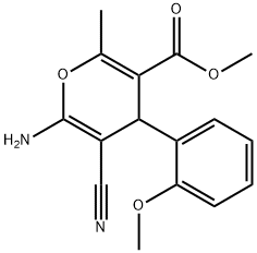 methyl 6-amino-5-cyano-4-(2-methoxyphenyl)-2-methyl-4H-pyran-3-carboxylate Struktur