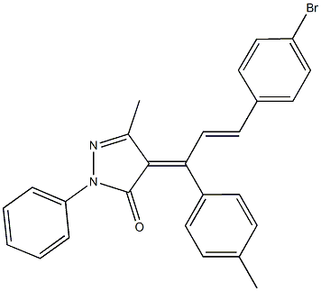 4-[3-(4-bromophenyl)-1-(4-methylphenyl)-2-propenylidene]-5-methyl-2-phenyl-2,4-dihydro-3H-pyrazol-3-one 化学構造式