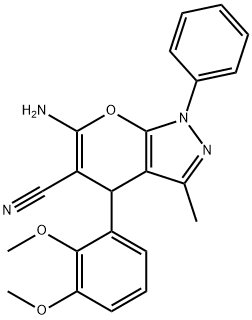 6-amino-4-(2,3-dimethoxyphenyl)-3-methyl-1-phenyl-1,4-dihydropyrano[2,3-c]pyrazole-5-carbonitrile Structure