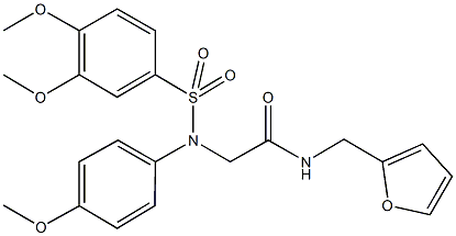 2-{{[3,4-bis(methyloxy)phenyl]sulfonyl}[4-(methyloxy)phenyl]amino}-N-(furan-2-ylmethyl)acetamide Struktur