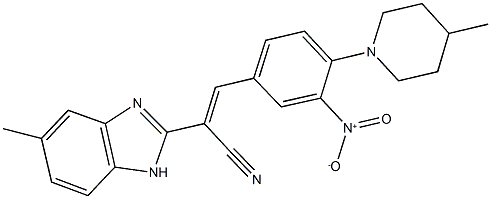 3-[3-nitro-4-(4-methyl-1-piperidinyl)phenyl]-2-(5-methyl-1H-benzimidazol-2-yl)acrylonitrile 结构式