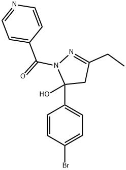 5-(4-bromophenyl)-3-ethyl-1-isonicotinoyl-4,5-dihydro-1H-pyrazol-5-ol,331868-83-8,结构式