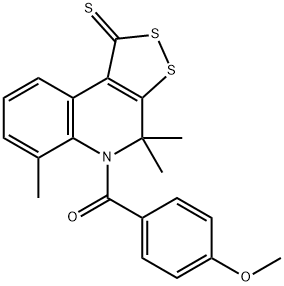 5-(4-methoxybenzoyl)-4,4,6-trimethyl-4,5-dihydro-1H-[1,2]dithiolo[3,4-c]quinoline-1-thione Struktur