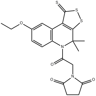 1-[2-(8-ethoxy-4,4-dimethyl-1-thioxo-1,4-dihydro-5H-[1,2]dithiolo[3,4-c]quinolin-5-yl)-2-oxoethyl]-2,5-pyrrolidinedione 化学構造式