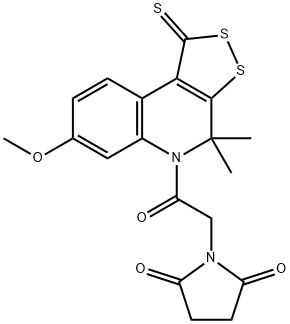 1-[2-(7-methoxy-4,4-dimethyl-1-thioxo-1,4-dihydro-5H-[1,2]dithiolo[3,4-c]quinolin-5-yl)-2-oxoethyl]-2,5-pyrrolidinedione,331944-33-3,结构式