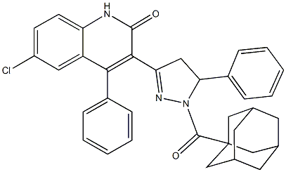 3-[1-(1-adamantylcarbonyl)-5-phenyl-4,5-dihydro-1H-pyrazol-3-yl]-6-chloro-4-phenyl-2(1H)-quinolinone Structure