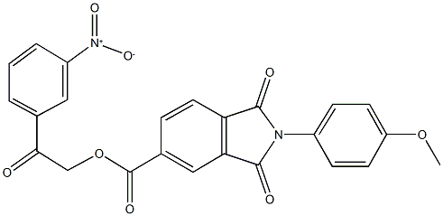 2-{3-nitrophenyl}-2-oxoethyl 2-(4-methoxyphenyl)-1,3-dioxo-5-isoindolinecarboxylate Structure