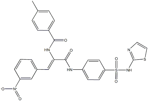 N-[2-{3-nitrophenyl}-1-({4-[(1,3-thiazol-2-ylamino)sulfonyl]anilino}carbonyl)vinyl]-4-methylbenzamide,331949-65-6,结构式