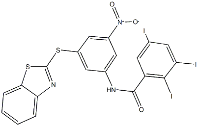 N-{3-(1,3-benzothiazol-2-ylsulfanyl)-5-nitrophenyl}-2,3,5-triiodobenzamide Struktur