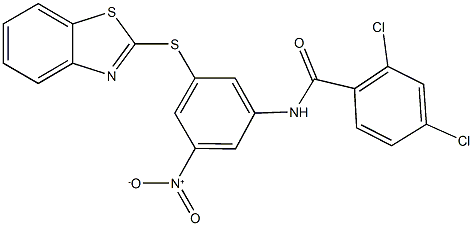 N-{3-(1,3-benzothiazol-2-ylsulfanyl)-5-nitrophenyl}-2,4-dichlorobenzamide Structure