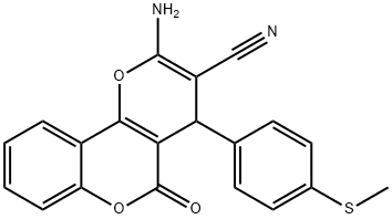 2-amino-4-[4-(methylsulfanyl)phenyl]-5-oxo-4H,5H-pyrano[3,2-c]chromene-3-carbonitrile 结构式