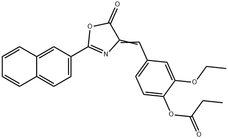 2-ethoxy-4-[(2-(2-naphthyl)-5-oxo-1,3-oxazol-4(5H)-ylidene)methyl]phenyl propionate Struktur