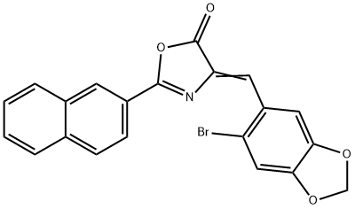 4-[(6-bromo-1,3-benzodioxol-5-yl)methylene]-2-(2-naphthyl)-1,3-oxazol-5(4H)-one 化学構造式