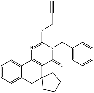 3-benzyl-2-(2-propynylsulfanyl)-5,6-dihydrospiro(benzo[h]quinazoline-5,1'-cyclopentane)-4(3H)-one,331961-86-5,结构式