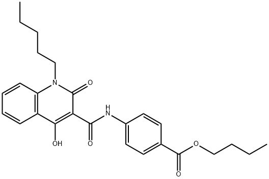 butyl 4-{[(4-hydroxy-2-oxo-1-pentyl-1,2-dihydroquinolin-3-yl)carbonyl]amino}benzoate Struktur