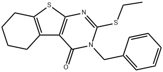 3-benzyl-2-(ethylsulfanyl)-5,6,7,8-tetrahydro[1]benzothieno[2,3-d]pyrimidin-4(3H)-one Struktur