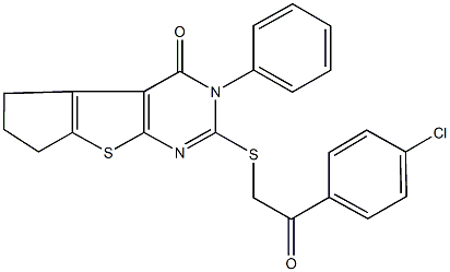 2-{[2-(4-chlorophenyl)-2-oxoethyl]sulfanyl}-3-phenyl-3,5,6,7-tetrahydro-4H-cyclopenta[4,5]thieno[2,3-d]pyrimidin-4-one,331964-62-6,结构式