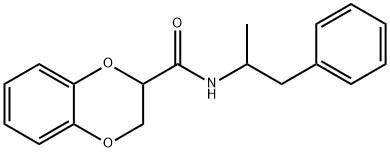 N-(1-methyl-2-phenylethyl)-2,3-dihydro-1,4-benzodioxine-2-carboxamide 结构式