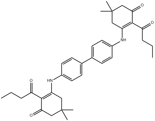2-butyryl-3-({4'-[(2-butyryl-5,5-dimethyl-3-oxo-1-cyclohexen-1-yl)amino][1,1'-biphenyl]-4-yl}amino)-5,5-dimethyl-2-cyclohexen-1-one Structure