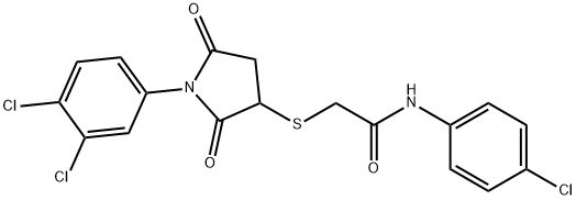 N-(4-chlorophenyl)-2-{[1-(3,4-dichlorophenyl)-2,5-dioxopyrrolidin-3-yl]sulfanyl}acetamide 结构式