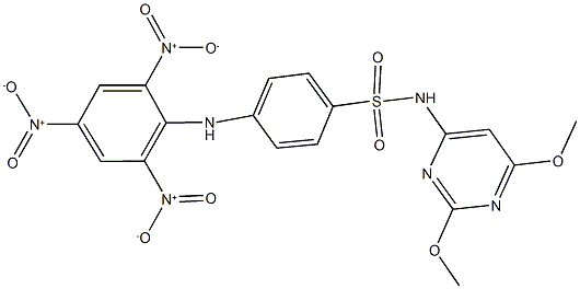 N-[2,6-bis(methyloxy)pyrimidin-4-yl]-4-({2,4,6-trisnitrophenyl}amino)benzenesulfonamide Struktur