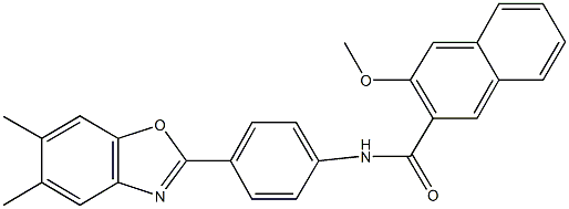 N-[4-(5,6-dimethyl-1,3-benzoxazol-2-yl)phenyl]-3-methoxy-2-naphthamide 化学構造式