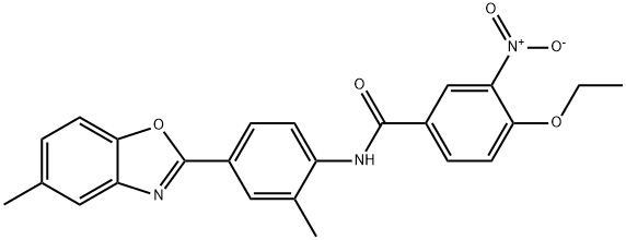 4-ethoxy-3-nitro-N-[2-methyl-4-(5-methyl-1,3-benzoxazol-2-yl)phenyl]benzamide 化学構造式