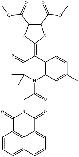 dimethyl 2-(1-[(1,3-dioxo-1H-benzo[de]isoquinolin-2(3H)-yl)acetyl]-2,2,7-trimethyl-3-thioxo-2,3-dihydro-4(1H)-quinolinylidene)-1,3-dithiole-4,5-dicarboxylate,331973-56-9,结构式