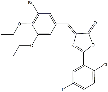 4-(3-bromo-4,5-diethoxybenzylidene)-2-(2-chloro-5-iodophenyl)-1,3-oxazol-5(4H)-one Struktur