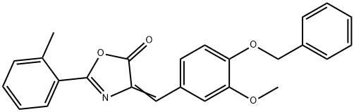 4-[4-(benzyloxy)-3-methoxybenzylidene]-2-(2-methylphenyl)-1,3-oxazol-5(4H)-one 结构式