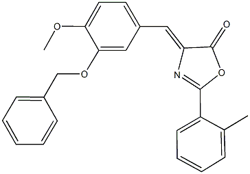 4-[3-(benzyloxy)-4-methoxybenzylidene]-2-(2-methylphenyl)-1,3-oxazol-5(4H)-one Struktur