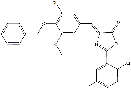 4-[4-(benzyloxy)-3-chloro-5-methoxybenzylidene]-2-(2-chloro-5-iodophenyl)-1,3-oxazol-5(4H)-one Structure