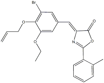 4-[4-(allyloxy)-3-bromo-5-ethoxybenzylidene]-2-(2-methylphenyl)-1,3-oxazol-5(4H)-one,331975-03-2,结构式