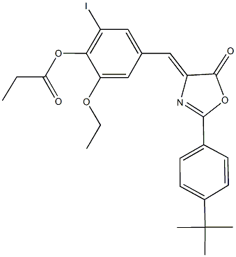 331975-16-7 4-[(2-(4-tert-butylphenyl)-5-oxo-1,3-oxazol-4(5H)-ylidene)methyl]-2-ethoxy-6-iodophenyl propionate