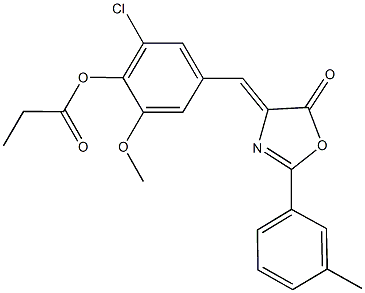 331975-21-4 2-chloro-6-methoxy-4-[(2-(3-methylphenyl)-5-oxo-1,3-oxazol-4(5H)-ylidene)methyl]phenyl propionate