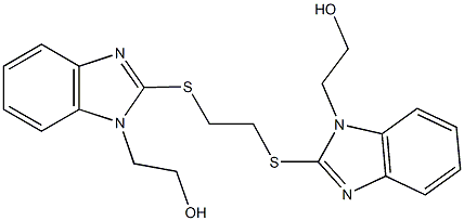 2-{2-[(2-{[1-(2-hydroxyethyl)-1H-benzimidazol-2-yl]sulfanyl}ethyl)sulfanyl]-1H-benzimidazol-1-yl}ethanol 化学構造式
