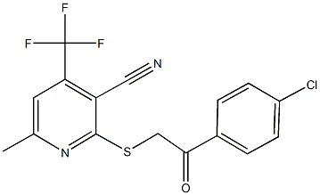 2-{[2-(4-chlorophenyl)-2-oxoethyl]sulfanyl}-6-methyl-4-(trifluoromethyl)nicotinonitrile Structure