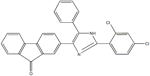 2-[2-(2,4-dichlorophenyl)-5-phenyl-1H-imidazol-4-yl]-9H-fluoren-9-one Struktur