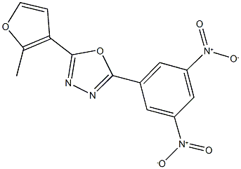 2-{3,5-bisnitrophenyl}-5-(2-methyl-3-furyl)-1,3,4-oxadiazole Struktur