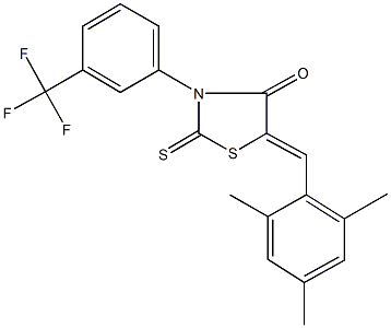 5-(mesitylmethylene)-2-thioxo-3-[3-(trifluoromethyl)phenyl]-1,3-thiazolidin-4-one Structure