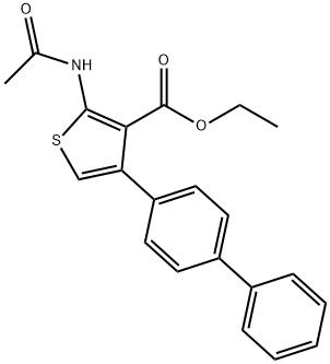 ethyl 2-(acetylamino)-4-[1,1'-biphenyl]-4-yl-3-thiophenecarboxylate 化学構造式