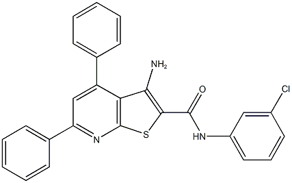 3-amino-N-(3-chlorophenyl)-4,6-diphenylthieno[2,3-b]pyridine-2-carboxamide 结构式