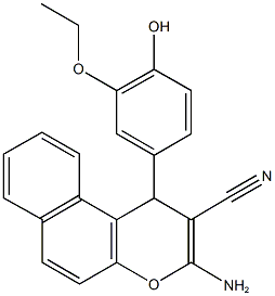3-amino-1-(3-ethoxy-4-hydroxyphenyl)-1H-benzo[f]chromene-2-carbonitrile 化学構造式