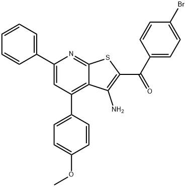 [3-amino-4-(4-methoxyphenyl)-6-phenylthieno[2,3-b]pyridin-2-yl](4-bromophenyl)methanone,332018-87-8,结构式