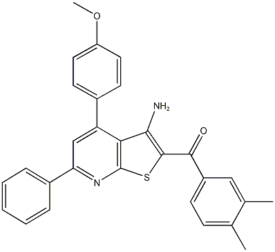 [3-amino-4-(4-methoxyphenyl)-6-phenylthieno[2,3-b]pyridin-2-yl](3,4-dimethylphenyl)methanone,332018-88-9,结构式