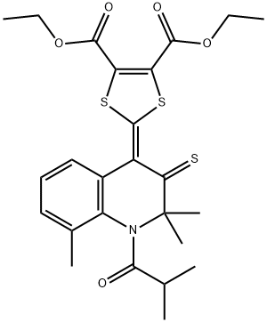 332019-13-3 diethyl 2-(1-isobutyryl-2,2,8-trimethyl-3-thioxo-2,3-dihydro-4(1H)-quinolinylidene)-1,3-dithiole-4,5-dicarboxylate