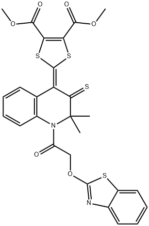 332019-52-0 dimethyl 2-(1-[(1,3-benzothiazol-2-yloxy)acetyl]-2,2-dimethyl-3-thioxo-2,3-dihydro-4(1H)-quinolinylidene)-1,3-dithiole-4,5-dicarboxylate